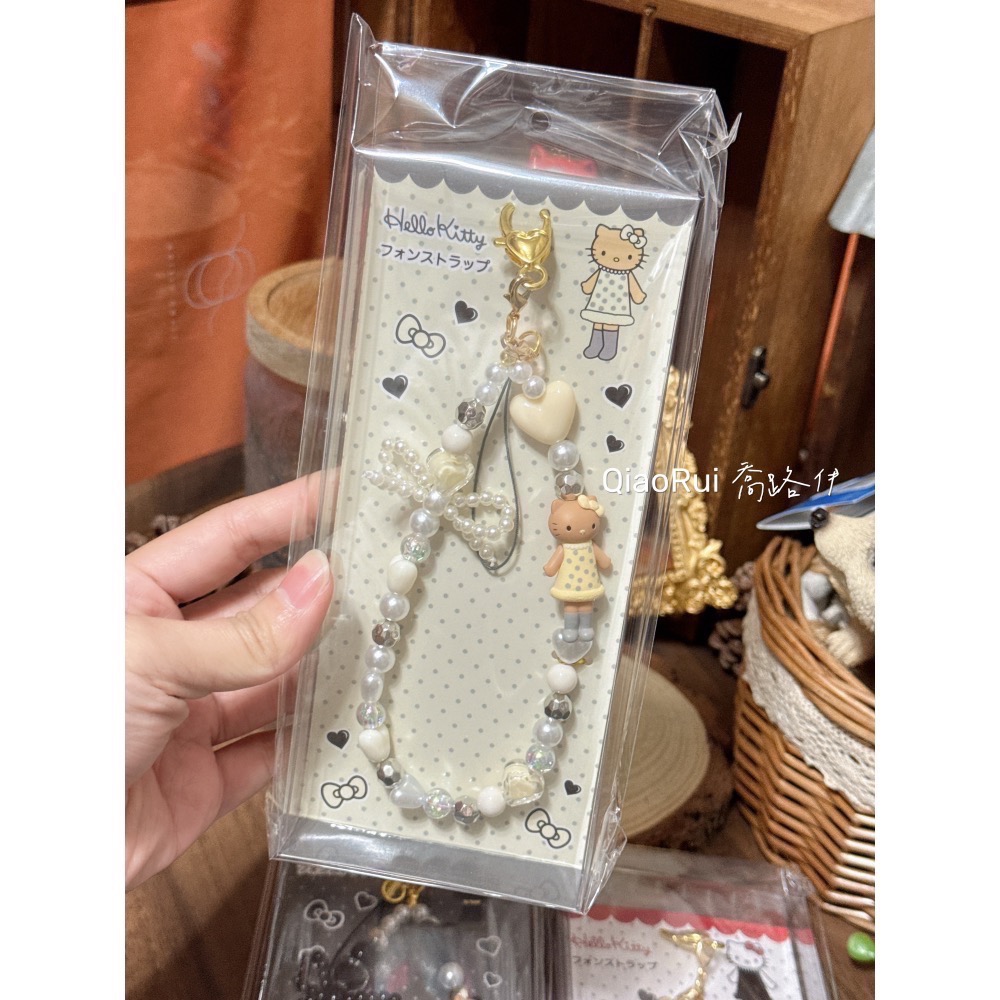 現貨 日本 三麗鷗 Sanrio 長腿kitty 串珠 手機吊飾 掛鏈 黑皮 曬黑-規格圖6