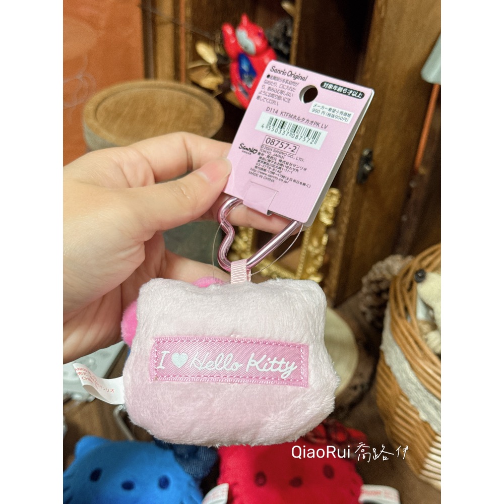 現貨 日本 Sanrio 三麗鷗 絨毛 kitty 大頭 愛心扣環 吊飾-細節圖2