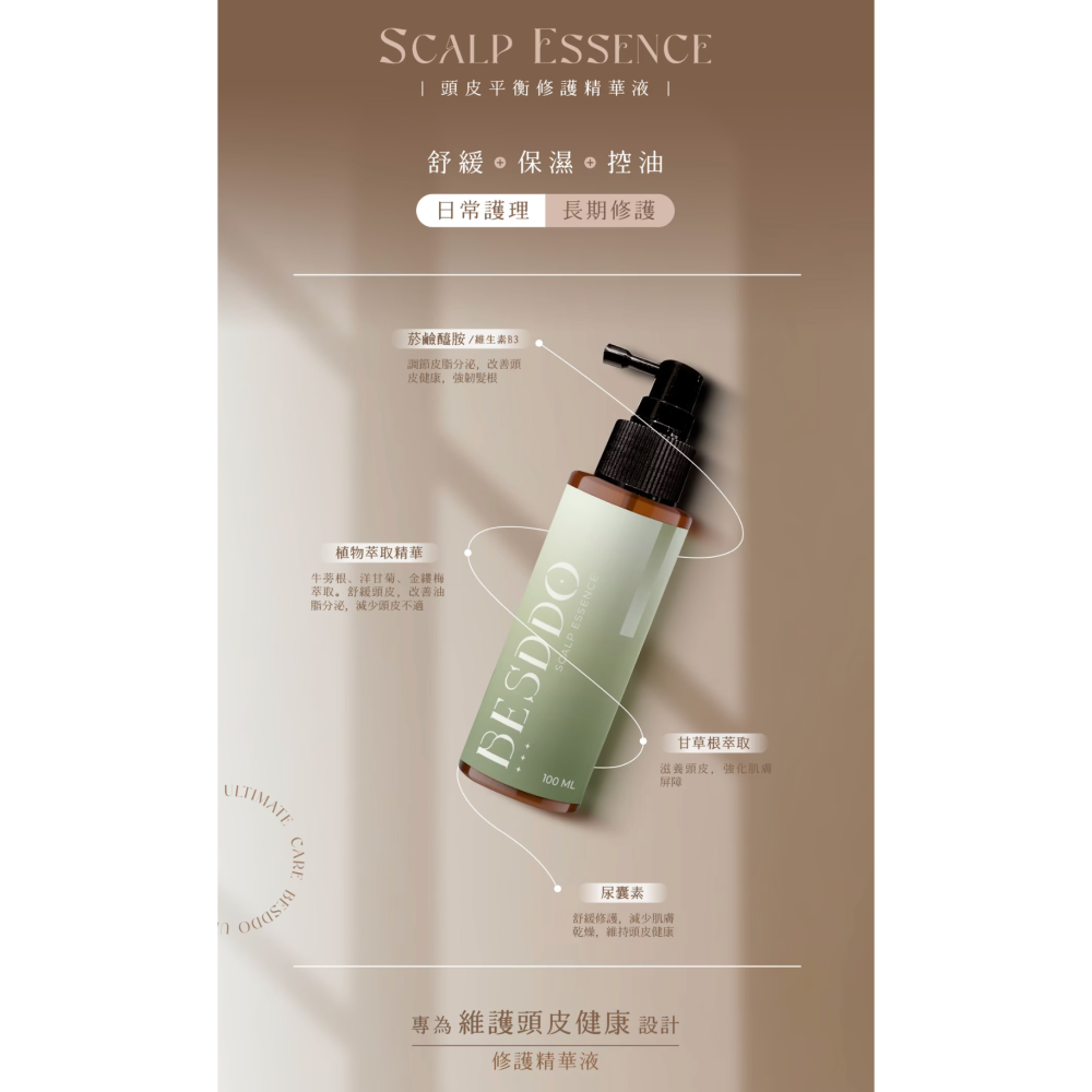 頭皮精華推薦｜油水平衡 × 舒緩穩定 × 清爽不黏膩｜BESDDO 頭皮平衡修護精華液-細節圖3