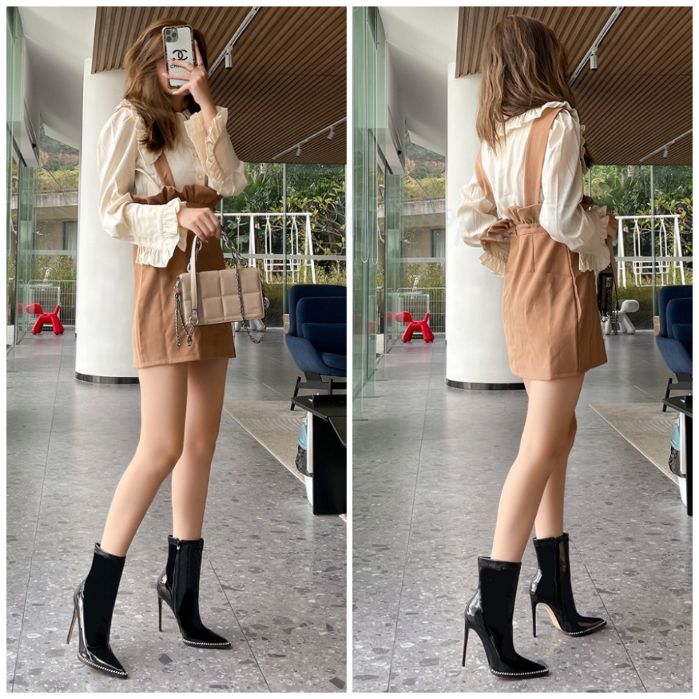 尖頭高跟靴 大尺碼 高跟短靴 12CM 短筒靴 細跟靴 水鑽鑲邊 顯腳瘦高挑 側拉鍊 訂製 夜店 女鞋．3色35-46-細節圖2