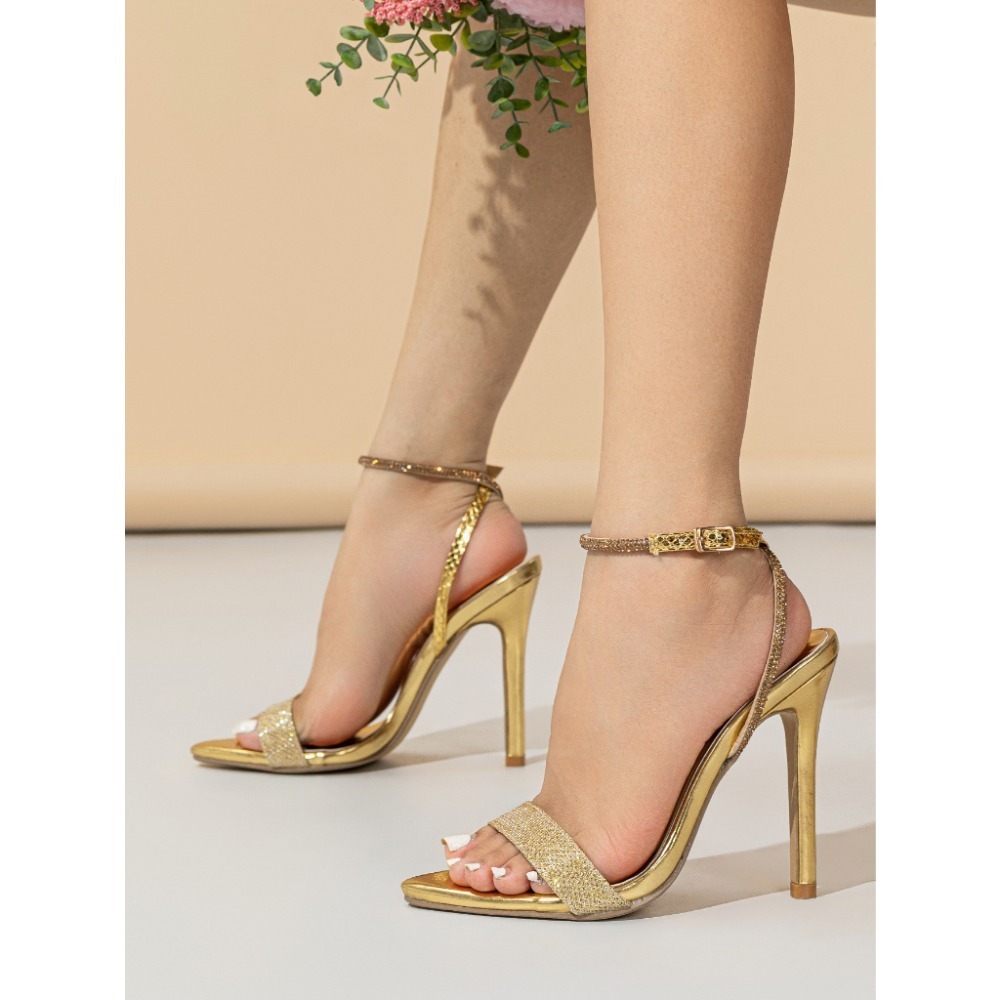 尖頭涼鞋 細跟 一字扣高跟涼鞋 大尺碼 高跟涼鞋 水鑽 一字細帶 閃粉 宴會鞋 性感 露趾 鏤空 女鞋．多色35-43-細節圖3