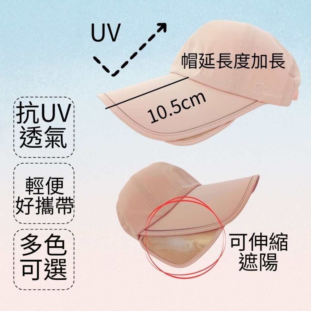 抗UV棒球帽.春夏防曬 輕薄透氣 寬沿 抗UV遮陽帽男女適用-細節圖4
