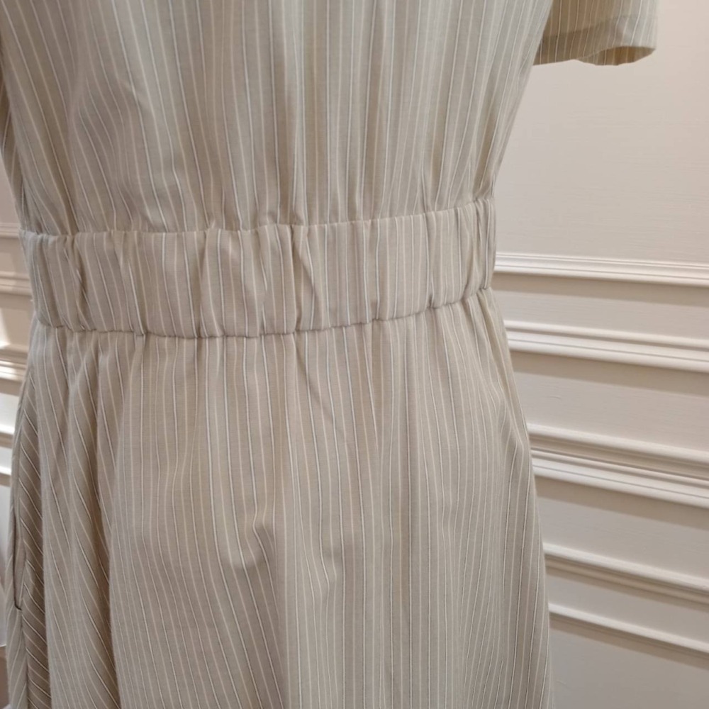 [H lovely]學院風洋裝X公主泡泡袖-現貨線條款後鬆緊帶(杏色)-細節圖4