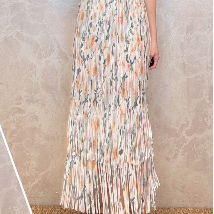 [H lovely]現貨-三宅氣質神款套裝.硬廷斜邊上衣.中長款.不規則裙.流蘇裙.顯瘦.甜美-檸檬黃色.乾燥粉.淡紫色-細節圖8