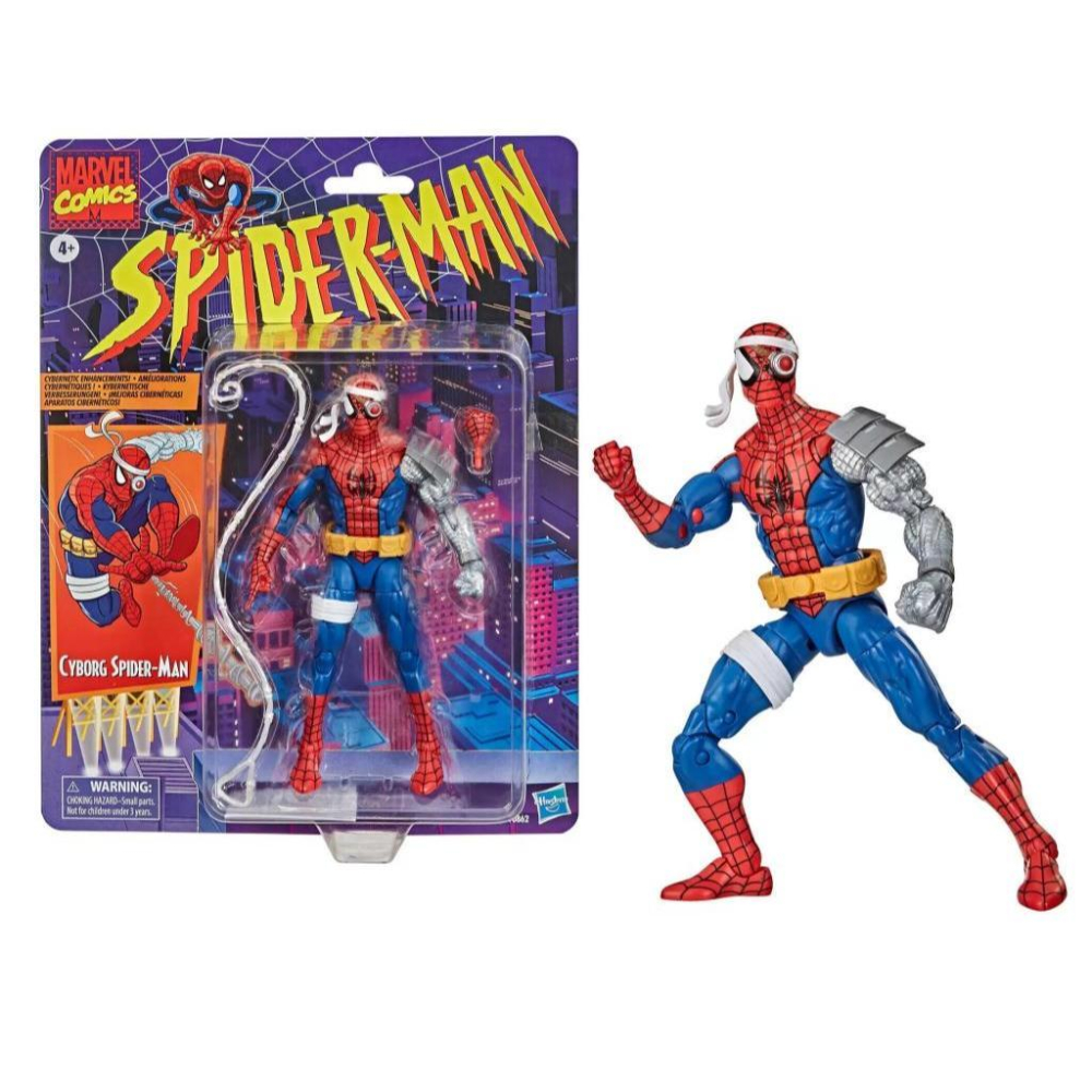 孩之寶 現貨 全新美版 生化蜘蛛人 6吋 漫威傳奇 鋼骨 賽博 蜘蛛人 Cyborg Spider man 復古吊卡-細節圖3