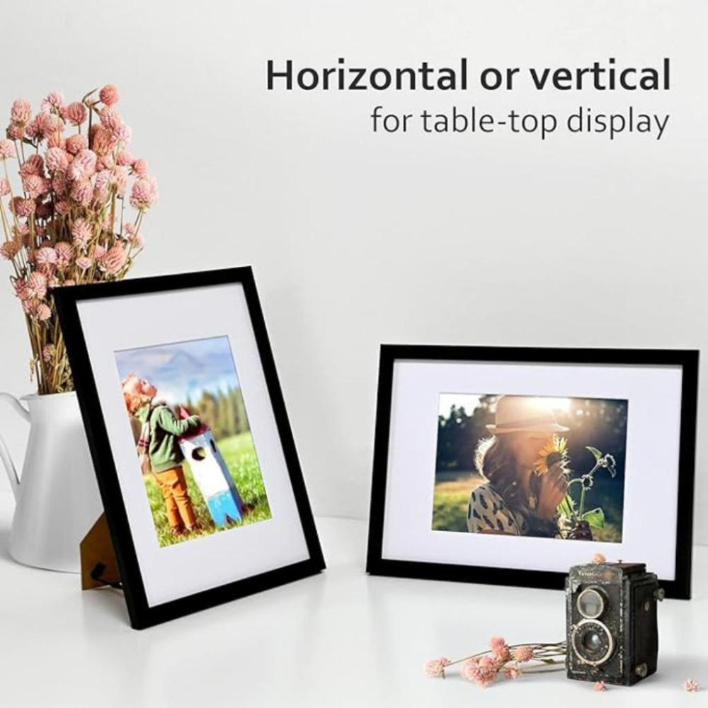 A4 相框 黑色相框 附有機玻璃 適用於無墊 A4 的複合木質相框 適用於桌面和壁掛-細節圖7