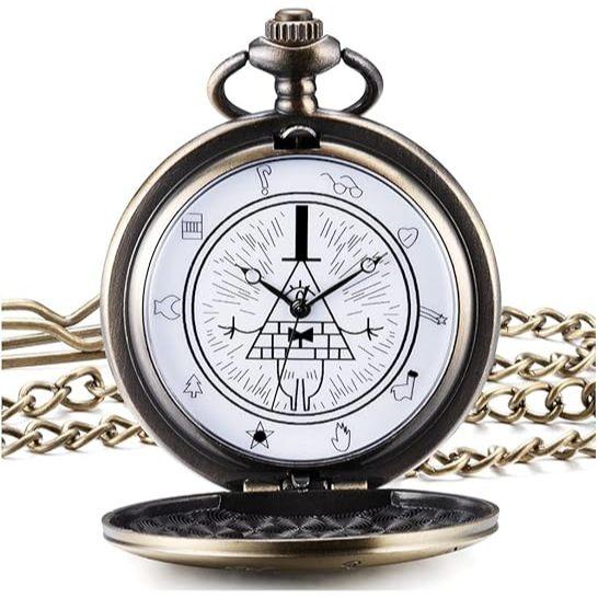 比爾之書 神秘小鎮大冒險 復古石英懷錶 經典手錶 阿拉伯數字秤 附鍊條 重力瀑布 迪士尼 生日禮物-細節圖2