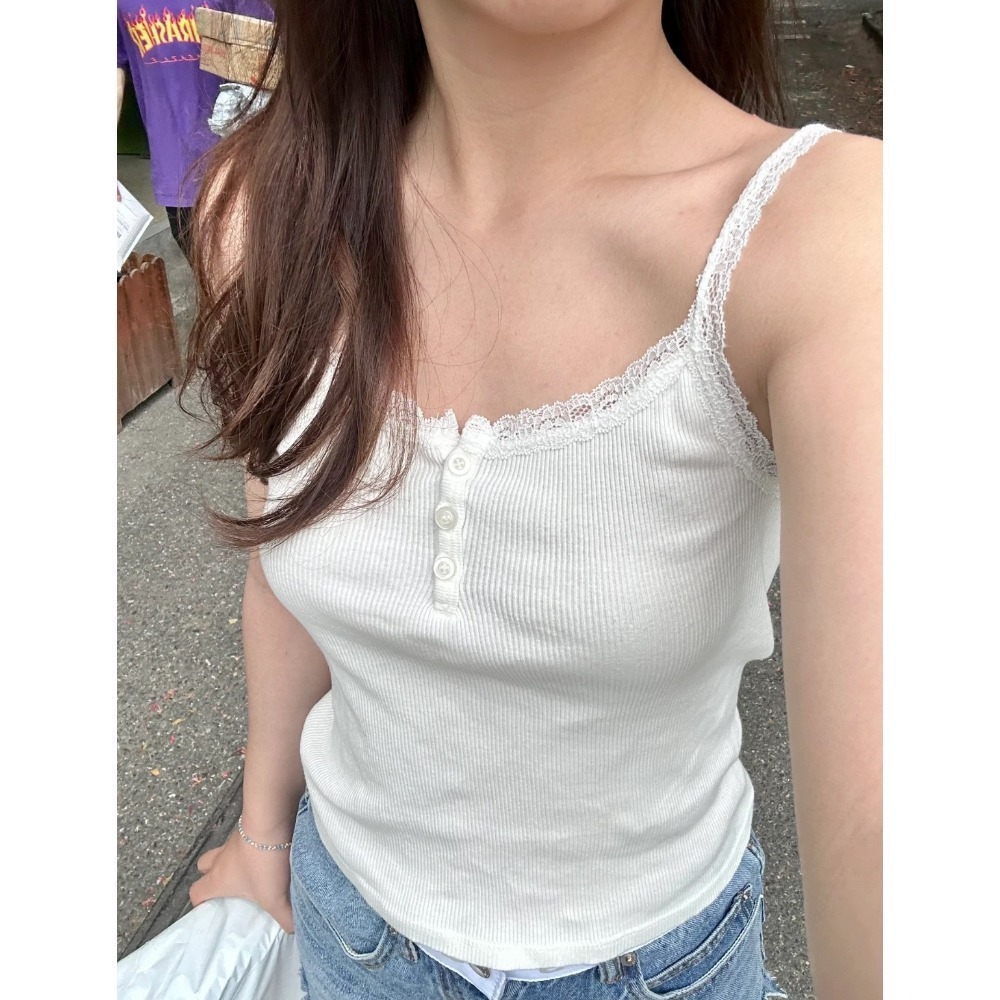 【Lisa同款✨】Amaya Lace Tank 蕾絲三粒扣小吊帶-細節圖3