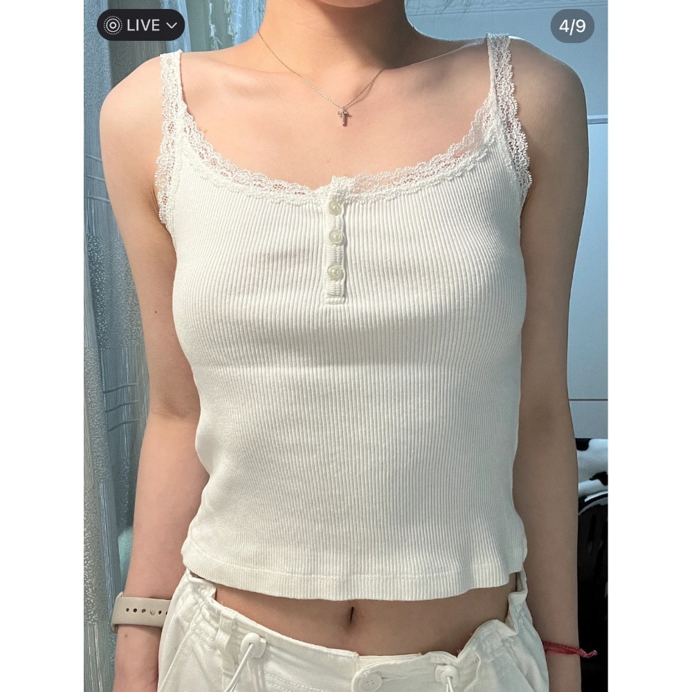【Lisa同款✨】Amaya Lace Tank 蕾絲三粒扣小吊帶-細節圖5