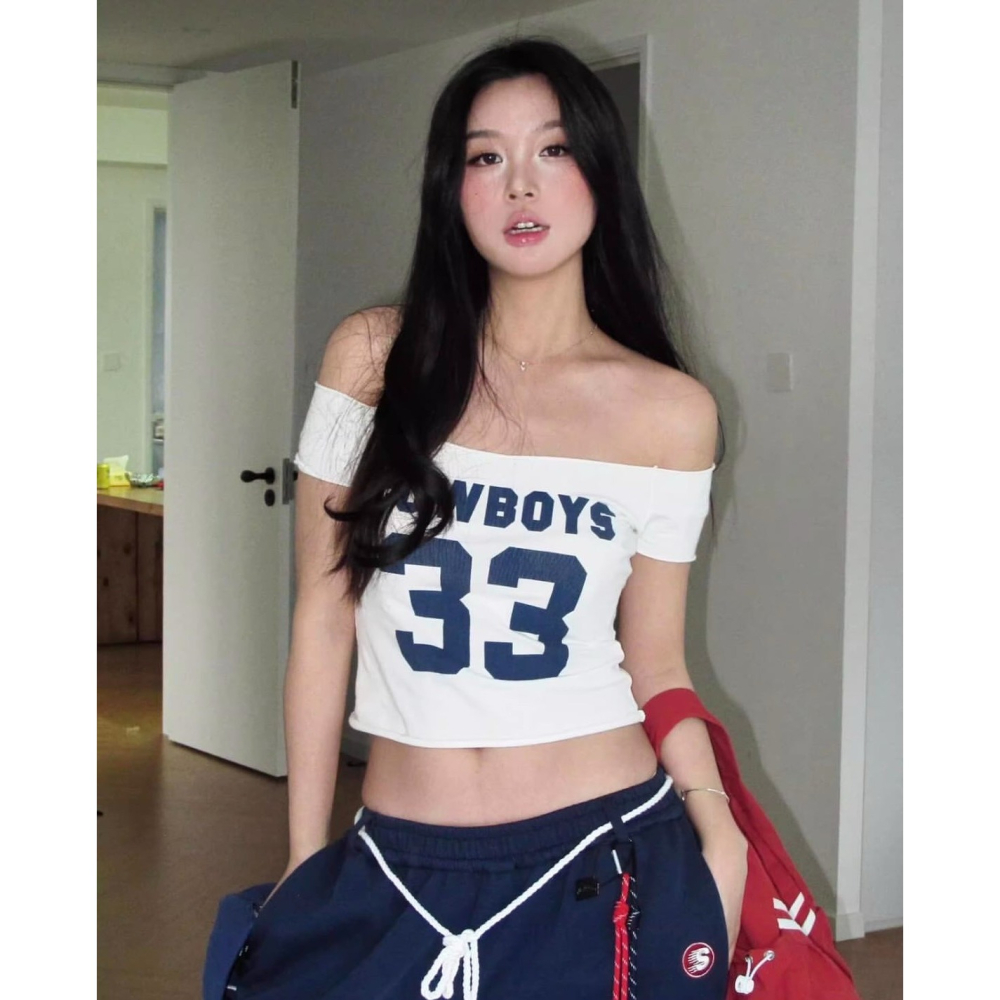 【BM】Bonnie cowboy 33 top 美式平口短版球衣短袖-細節圖2