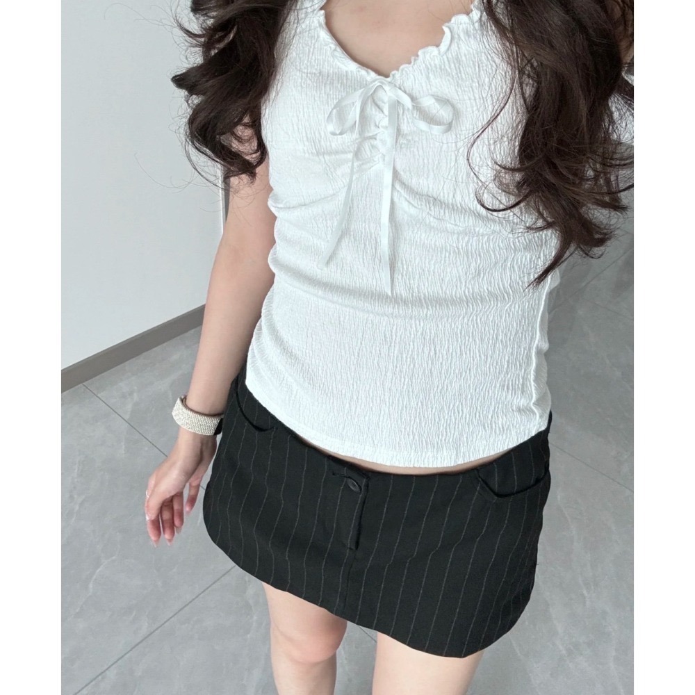 【BM】Julie Striped Mini Skirt 經典低腰西裝裙-細節圖2