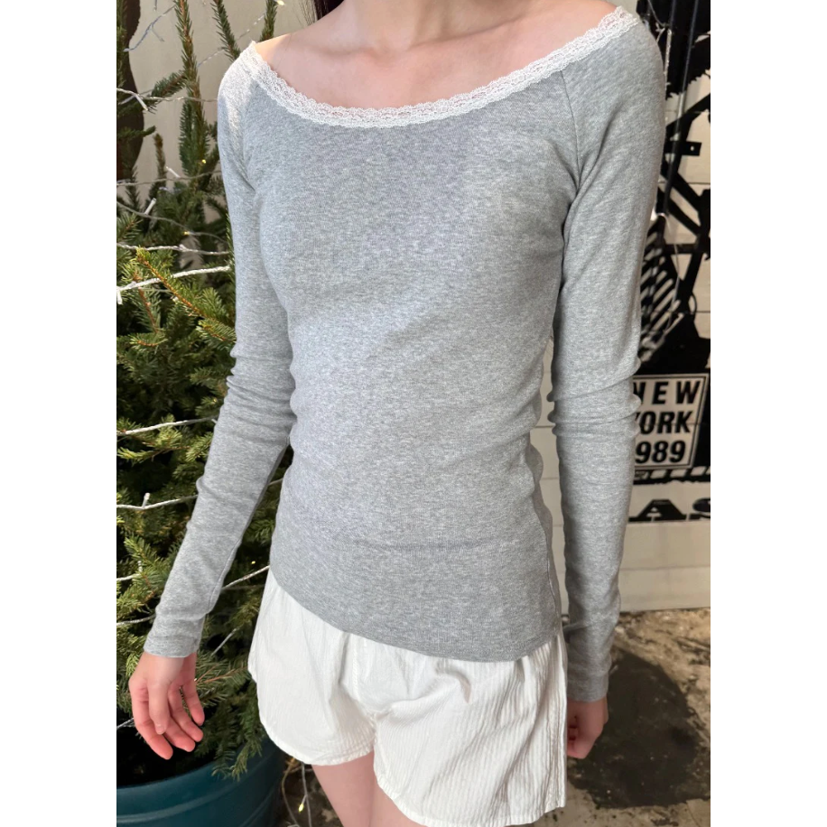 【BM】Larissa Top 蕾絲平口長袖-細節圖3