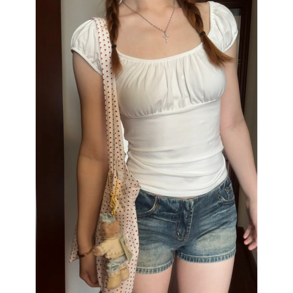 【BM】Casey Top 抓皺圓領泡泡袖-細節圖3