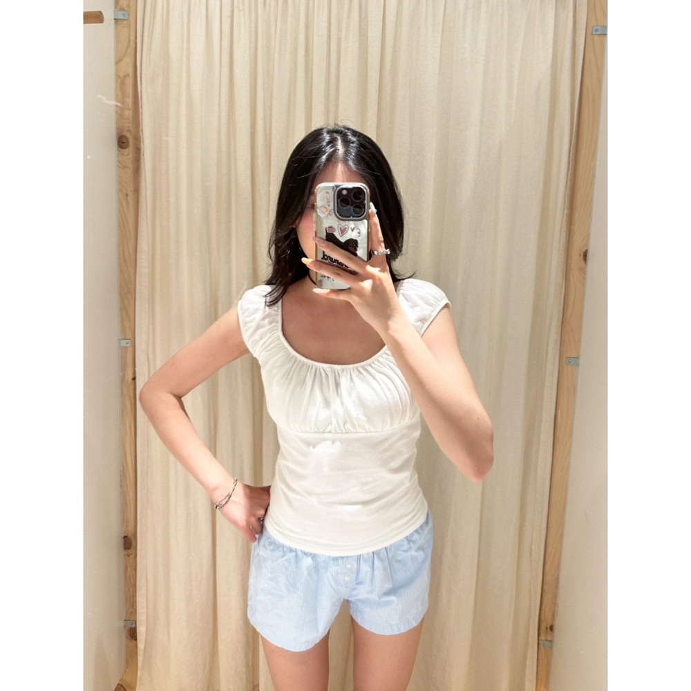 【BM】Casey Top 抓皺圓領泡泡袖-細節圖4