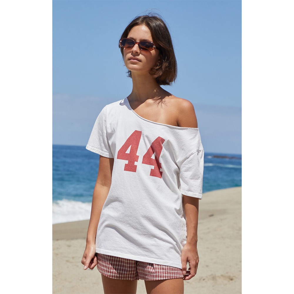 【BM】Off-The-Shoulder Top 多款* 美式數字斜肩平口短袖-規格圖1