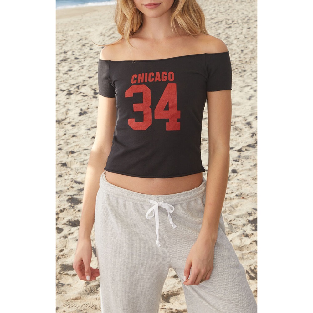 【BM】Off-The-Shoulder Top 多款* 美式數字斜肩平口短袖-規格圖1