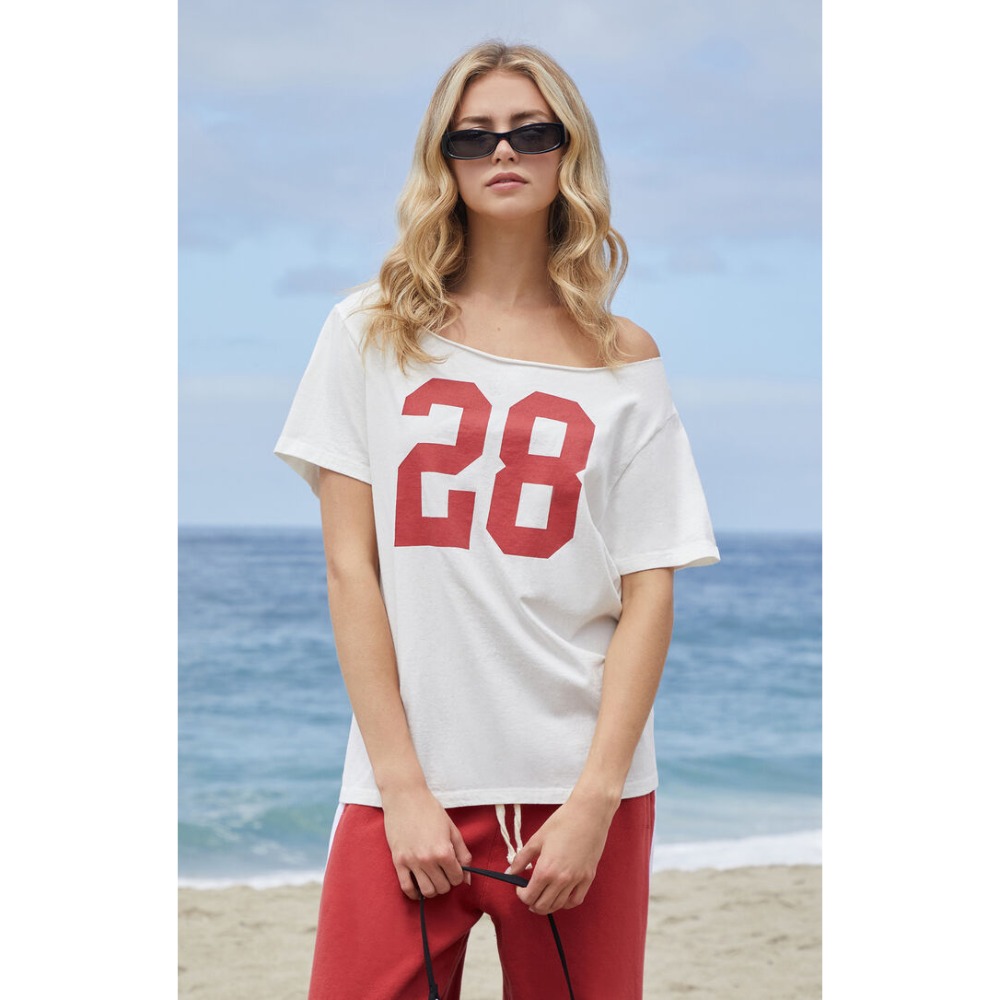 【BM】Off-The-Shoulder Top 多款* 美式數字斜肩平口短袖-規格圖1