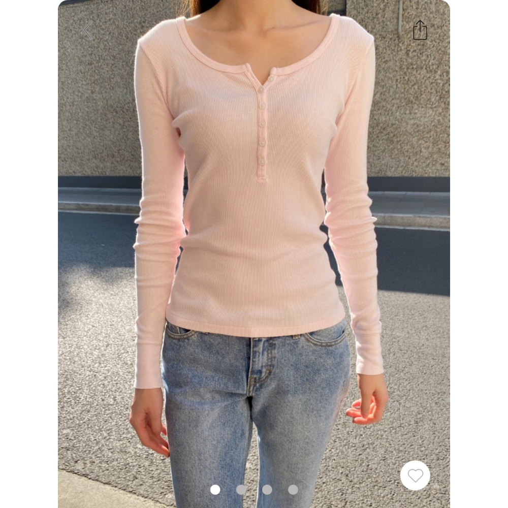 【BM】Zelly Ribbed Top 多色* 多粒扣正肩長袖-細節圖3