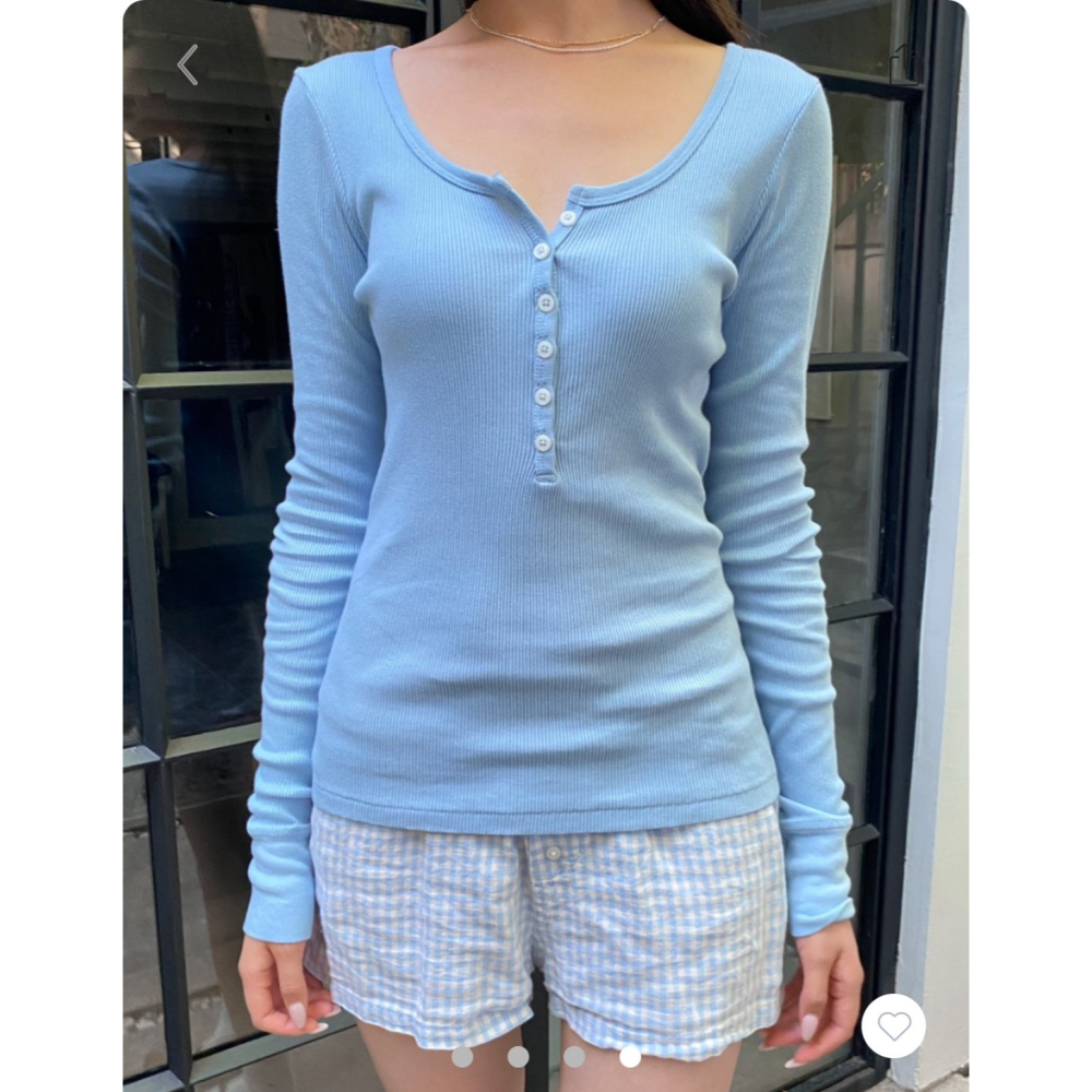 【BM】Zelly Ribbed Top 多色* 多粒扣正肩長袖-細節圖4