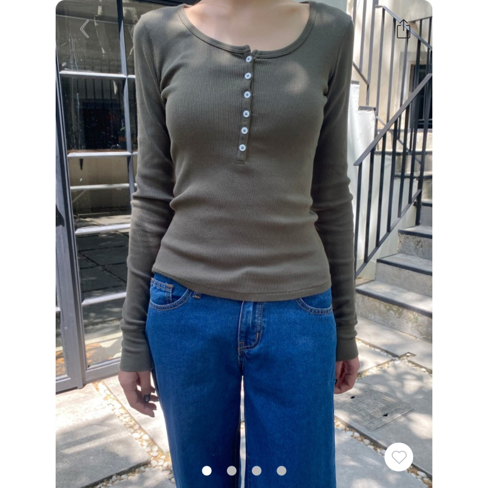 【BM】Zelly Ribbed Top 多色* 多粒扣正肩長袖-細節圖5