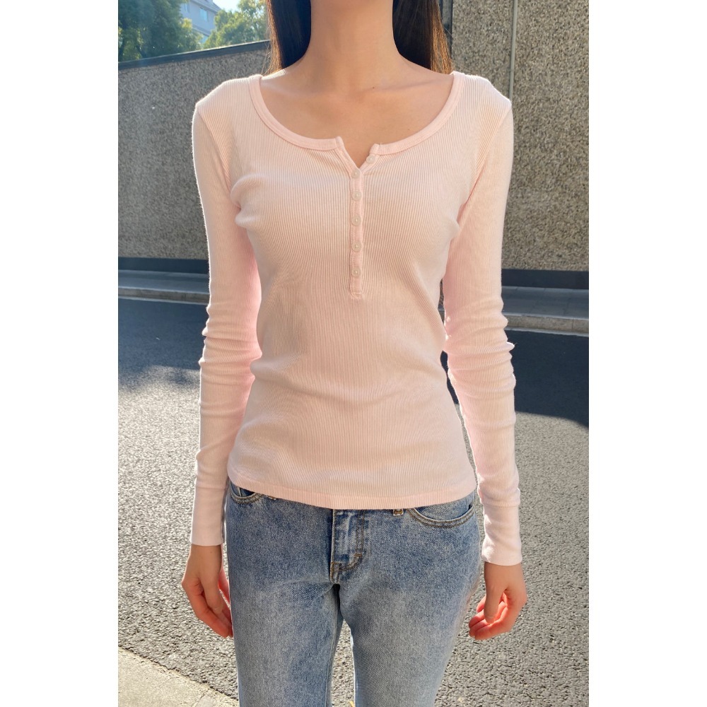 【BM】Zelly Ribbed Top 多色* 多粒扣正肩長袖-規格圖7