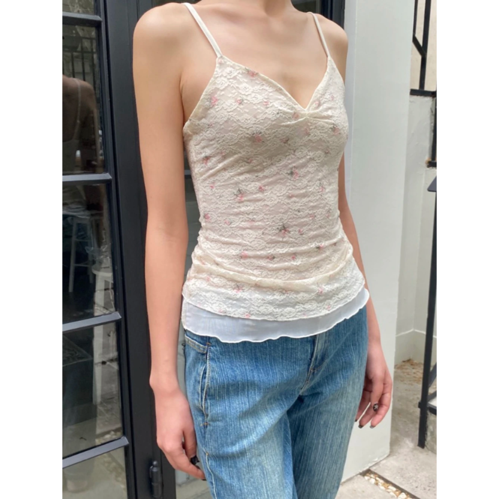 【BM】Archie Floral Lace Tank 碎花蕾絲細肩吊帶-細節圖2