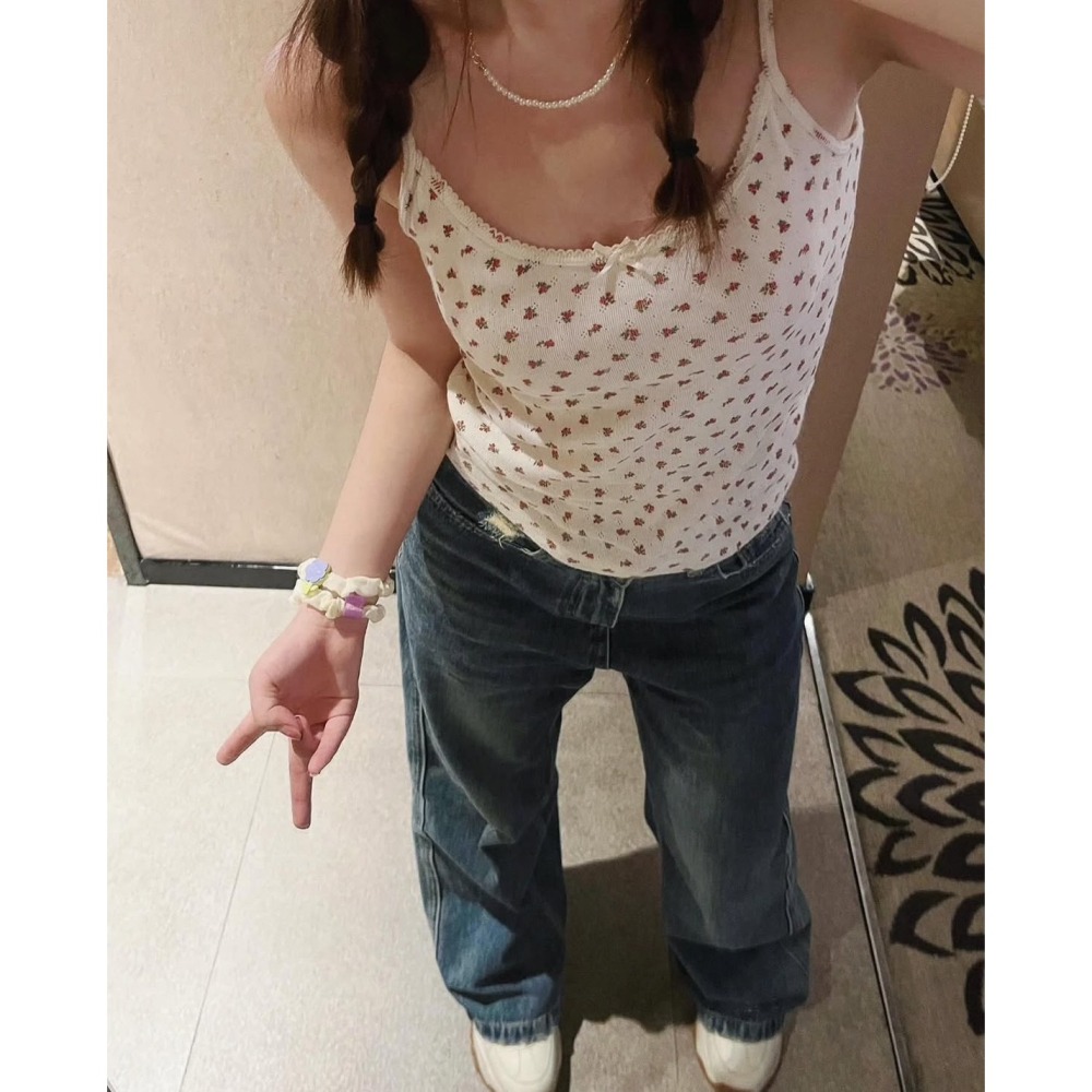 【BM】Skylar Floral Eyelet Scallop Tank 小紅碎花細肩吊帶-細節圖2