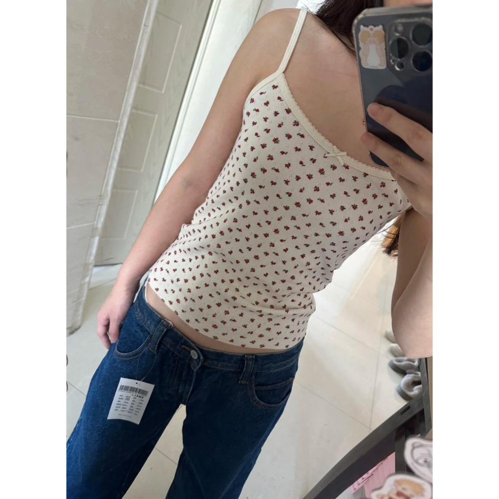 【BM】Skylar Floral Eyelet Scallop Tank 小紅碎花細肩吊帶-細節圖3