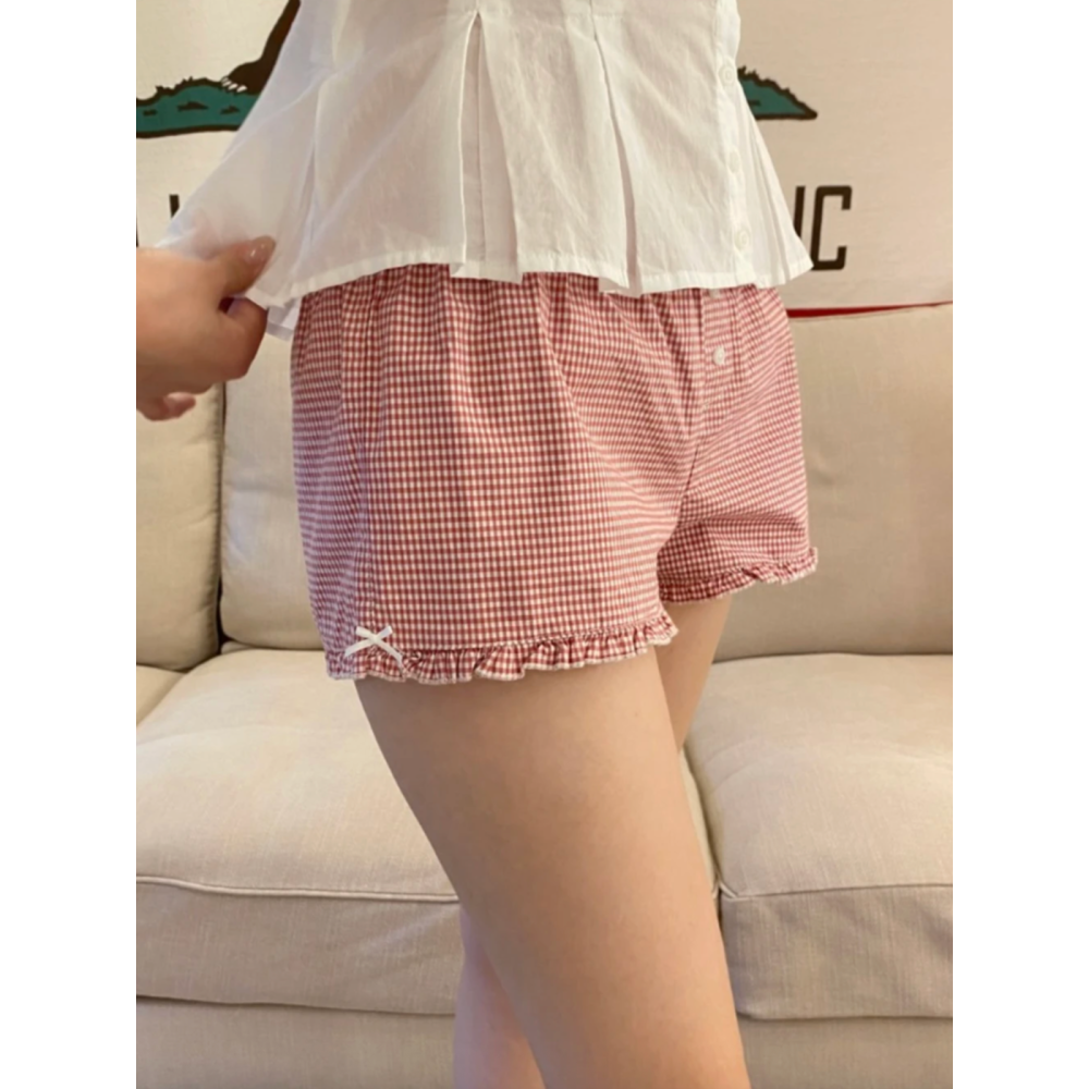 【BM】Keira Pajama Shorts 格紋蝴蝶結小短褲-細節圖2