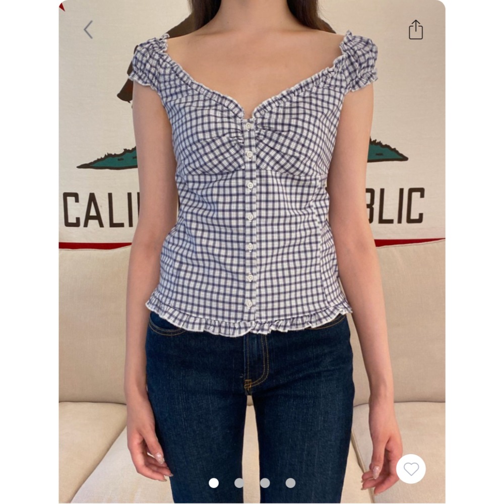 【BM】多色* Elana Plaid Top 經典格紋小飛袖排扣上衣-細節圖6