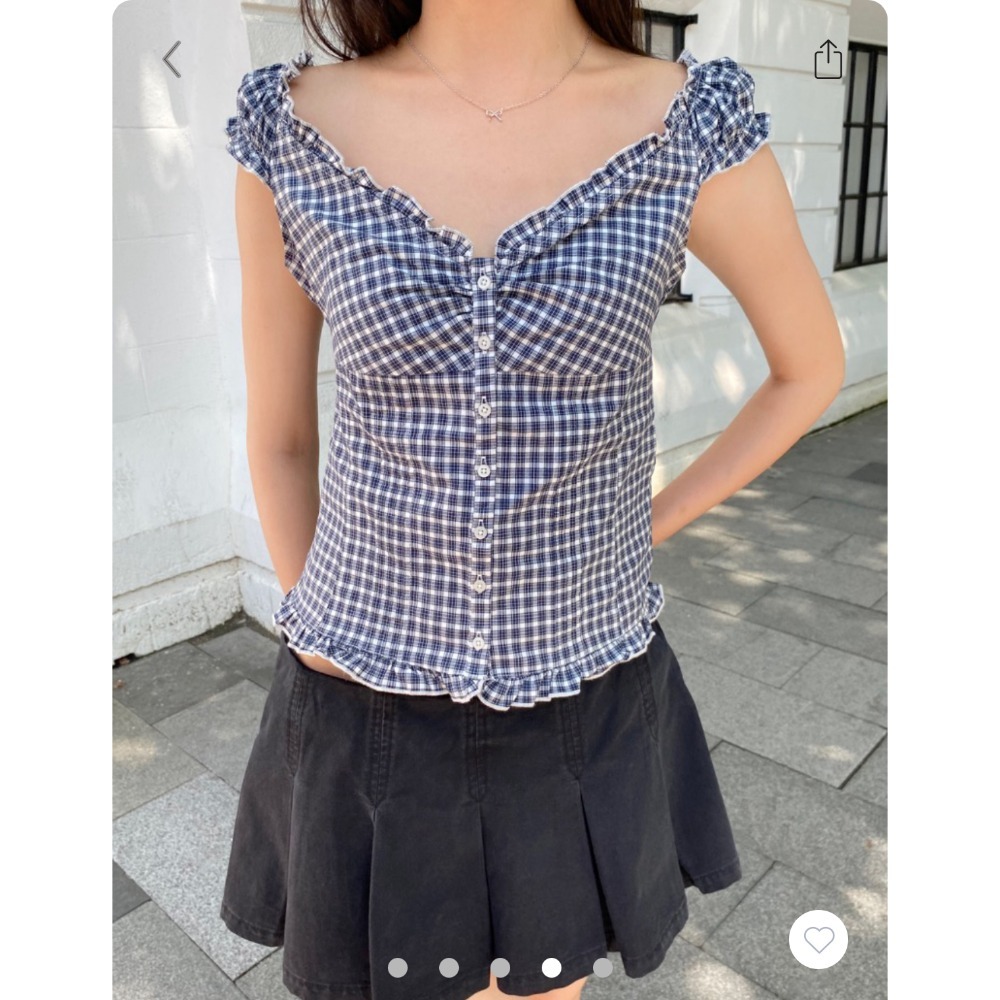 【BM】多色* Elana Plaid Top 經典格紋小飛袖排扣上衣-規格圖6