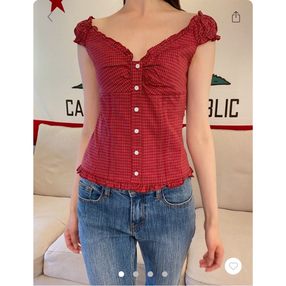 【BM】多色* Elana Plaid Top 經典格紋小飛袖排扣上衣-規格圖6