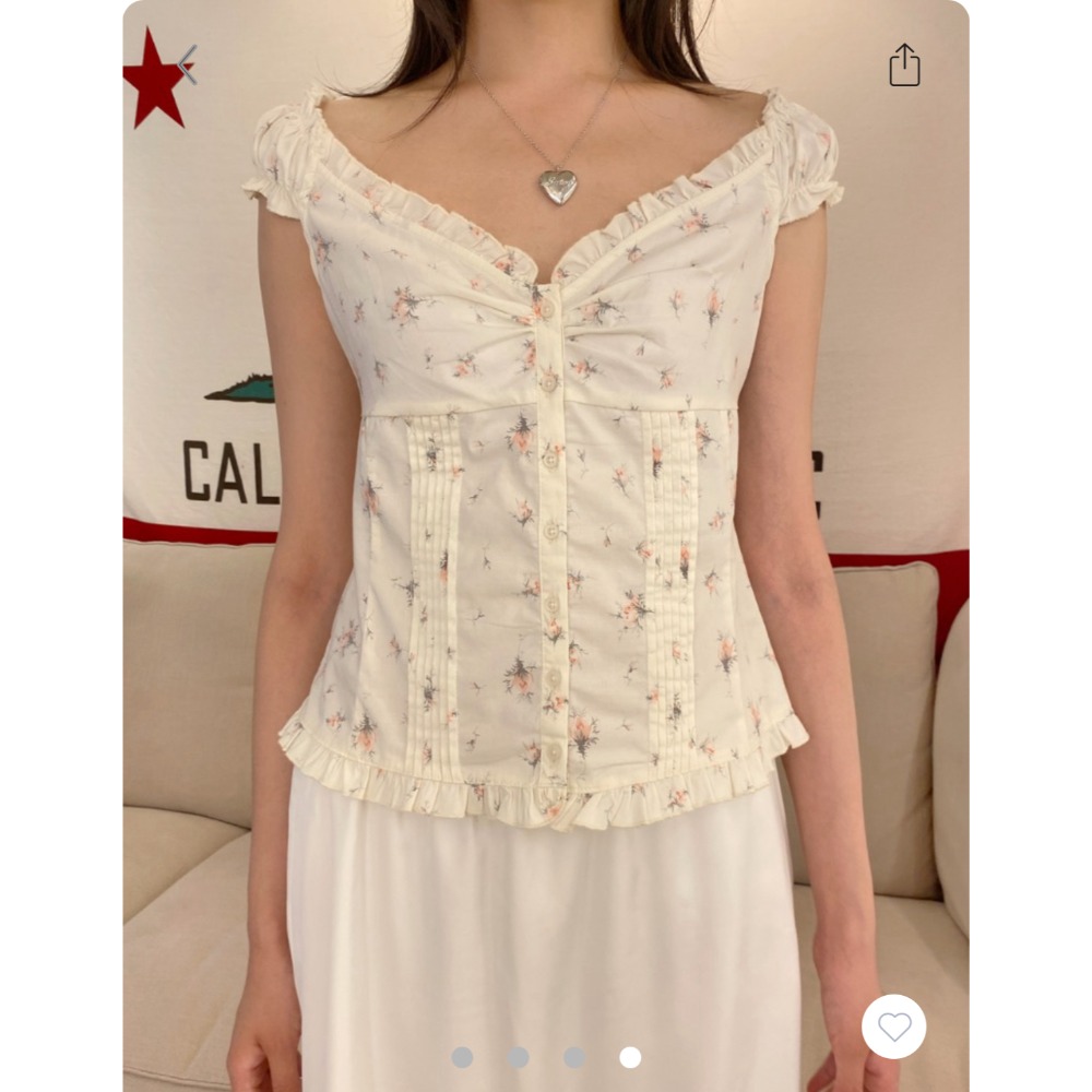 【BM】多色* Elana Floral Top 經典格紋小飛袖排扣上衣-規格圖7