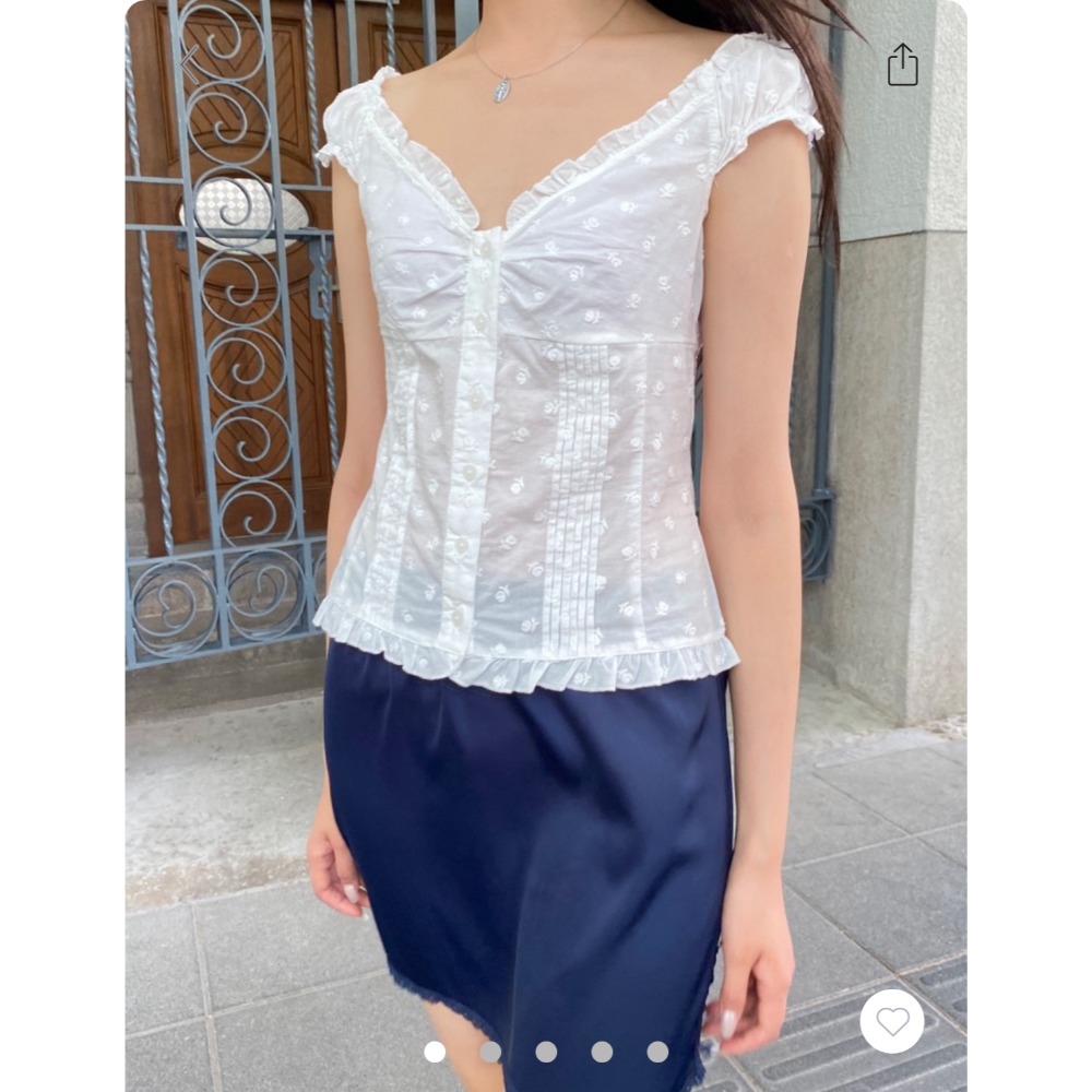 【BM】多色* Elana Floral Top 經典格紋小飛袖排扣上衣-規格圖7