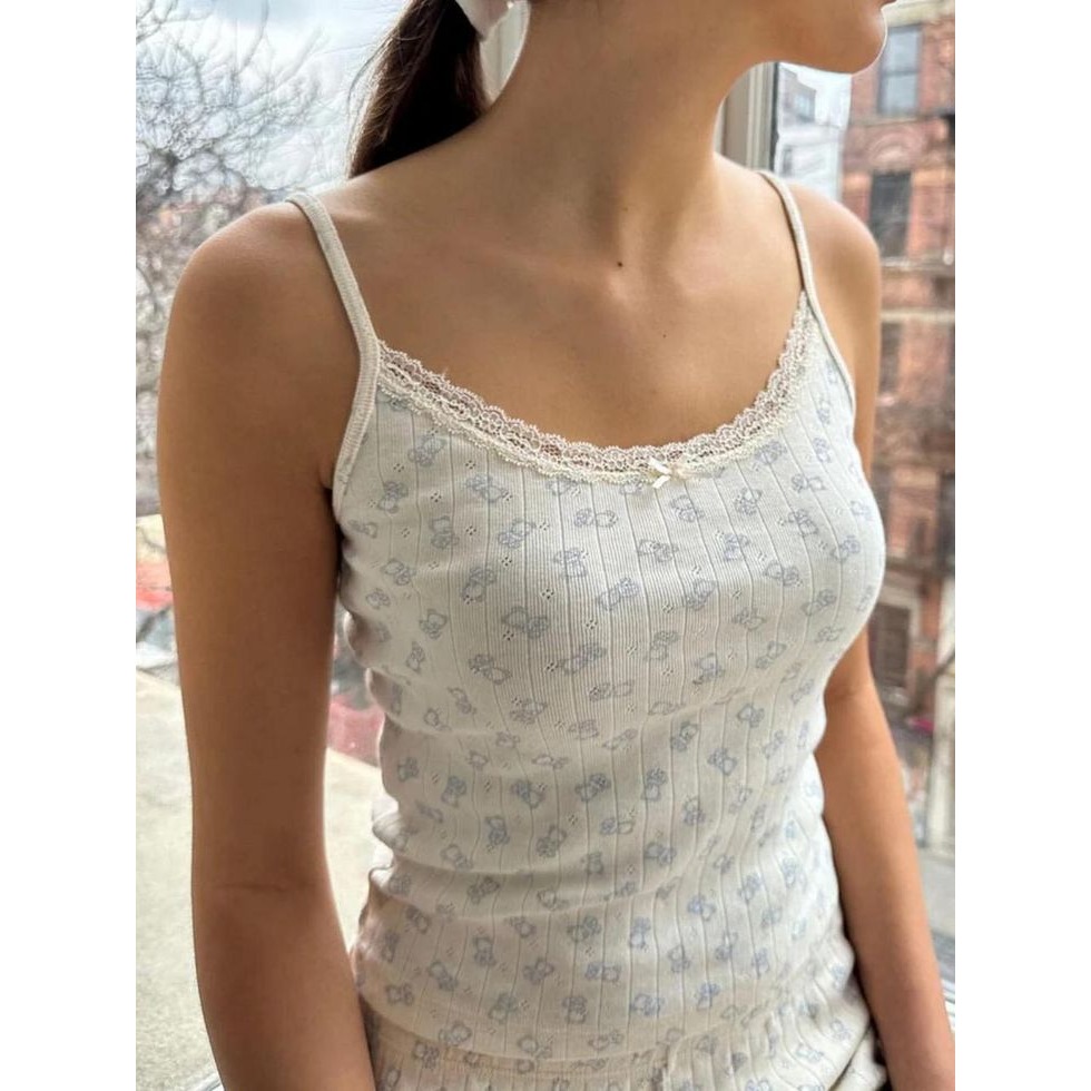 【BM】Skylar Teddy Lace Tank 小熊蕾絲蝴蝶結小吊帶-細節圖3