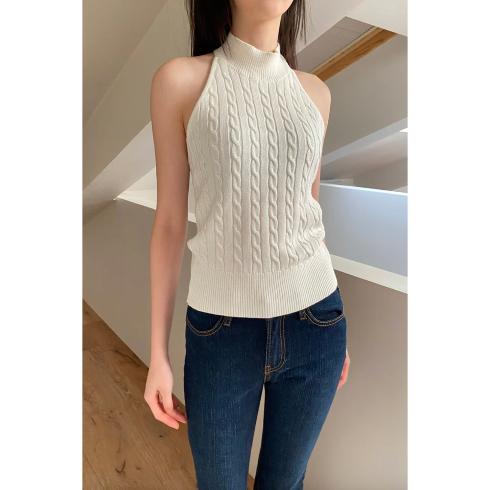 【BM】Kathleen Sweater 掛脖麻花針織背心-細節圖2