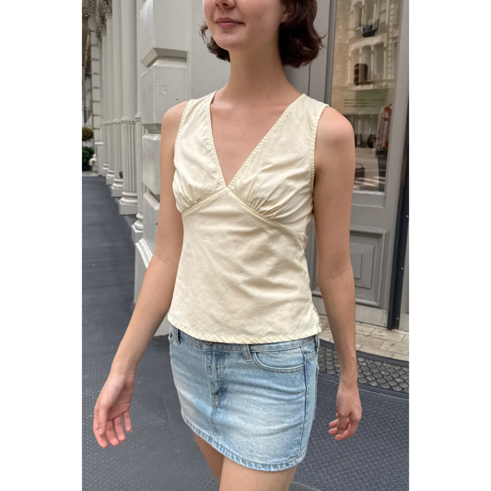 【BM】Rafaela Top 淡黃綁帶v領掛脖背心-細節圖2