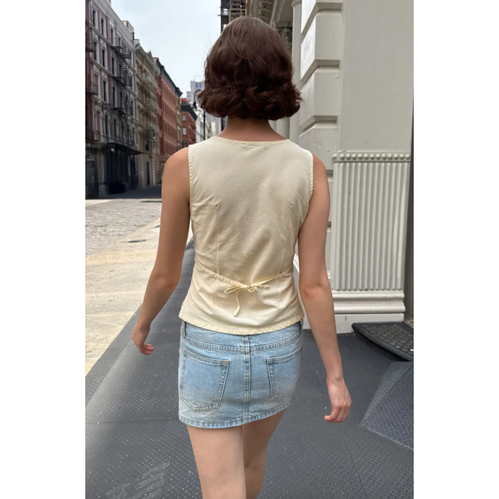 【BM】Rafaela Top 淡黃綁帶v領掛脖背心-細節圖3