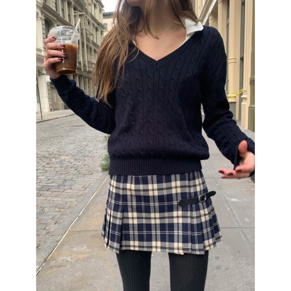 【BM】Sof Plaid Skirt 經典皮扣格紋百褶裙-細節圖4