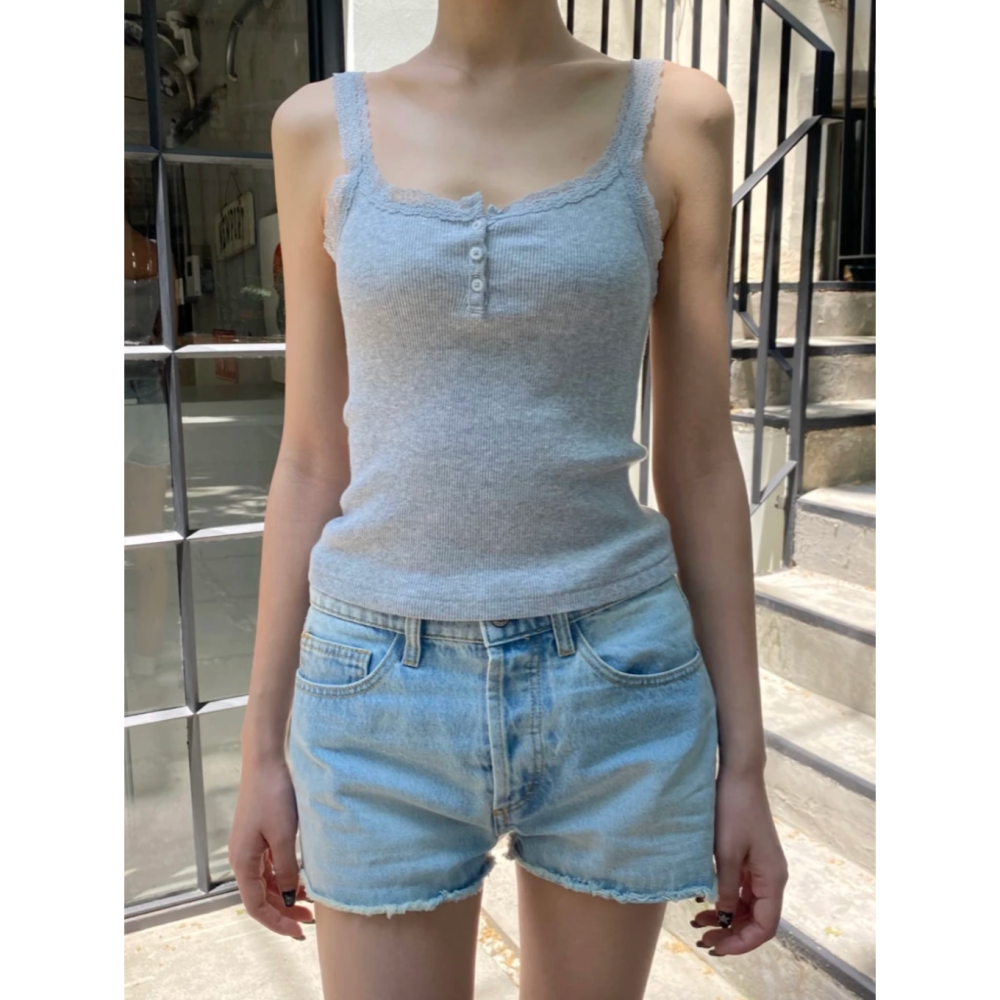 【BM】多色* Amaya Lace Tank 蕾絲三粒扣小吊帶-細節圖2