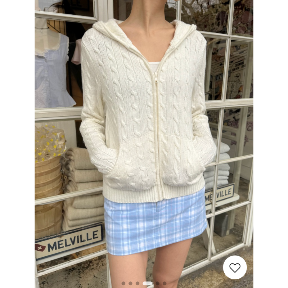 【BM】Crystal Sweater 美式麻花針織連帽外套-細節圖2