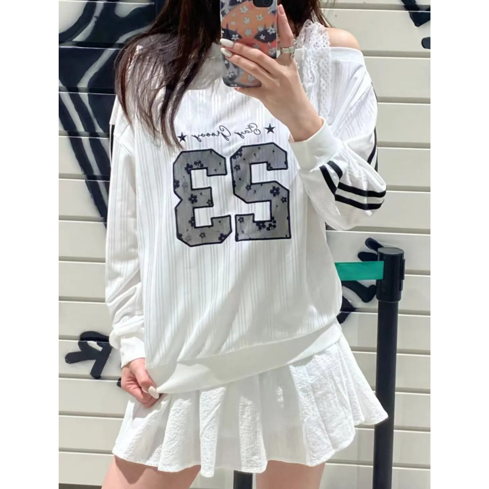 【WM】斜肩蕾絲芭蕾球衣上衣-細節圖2