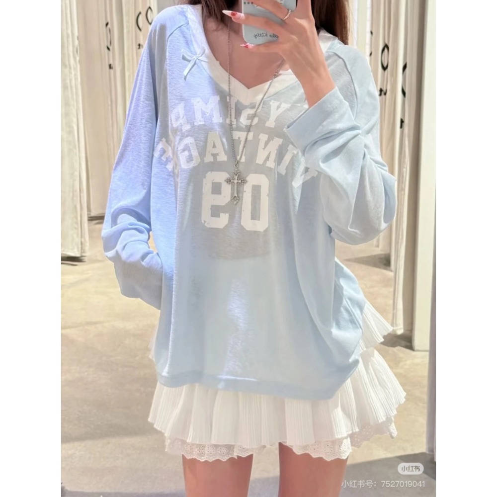 【WM】蝴蝶結V領芭蕾球衣上衣-細節圖2