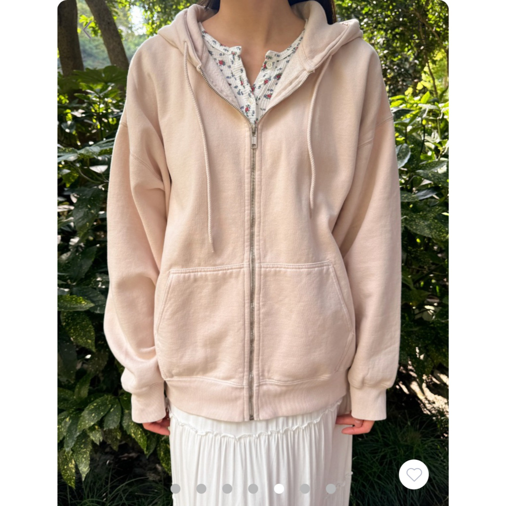 【BM】Christy Hoodies 杏粉美式連帽大外套-細節圖3