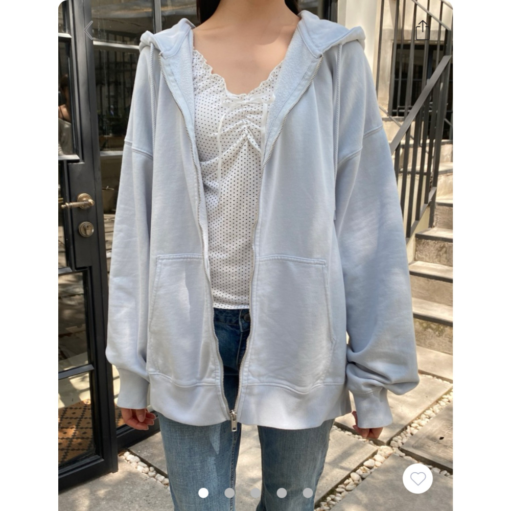 【BM】Christy Hoodies 奶藍美式連帽大外套-細節圖4