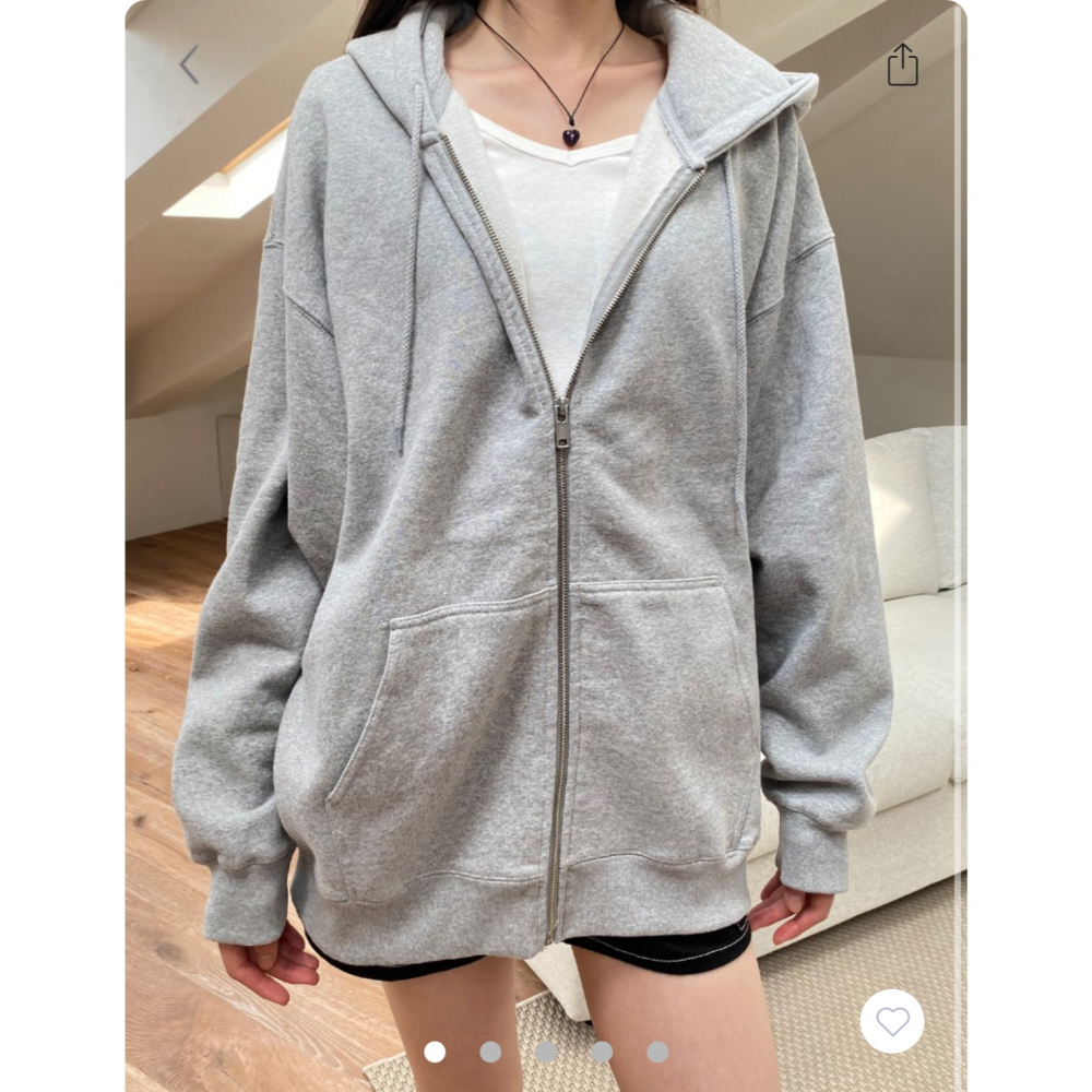 【Rosé同款✨】Christy Hoodies 灰色美式連帽大外套-細節圖4