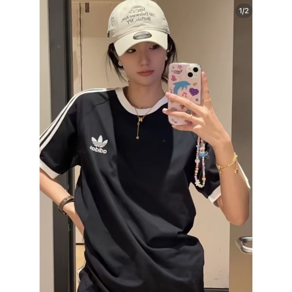 Adidas Jennie同款黑色短袖s