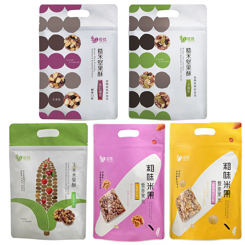 花語團購推薦【粗味】隨身包 小包裝 糙米堅果酥(南瓜子蔓越莓/杏仁海苔) 玉米水果酥 藜麥夏豆米果(核桃米果)-細節圖2