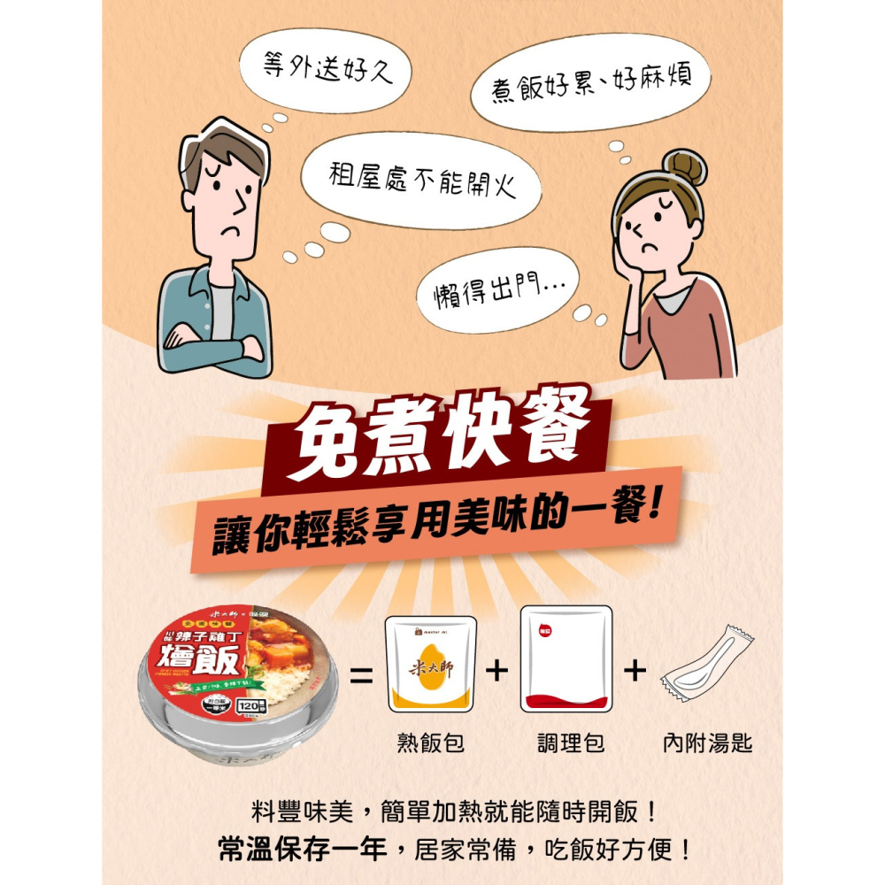 花語團購直播推薦【米大師】免煮快餐湯泡飯(沖泡｜常溫｜沖泡粥｜常溫調理包｜泡麵)義式白醬 咖哩牛丼飯-細節圖5