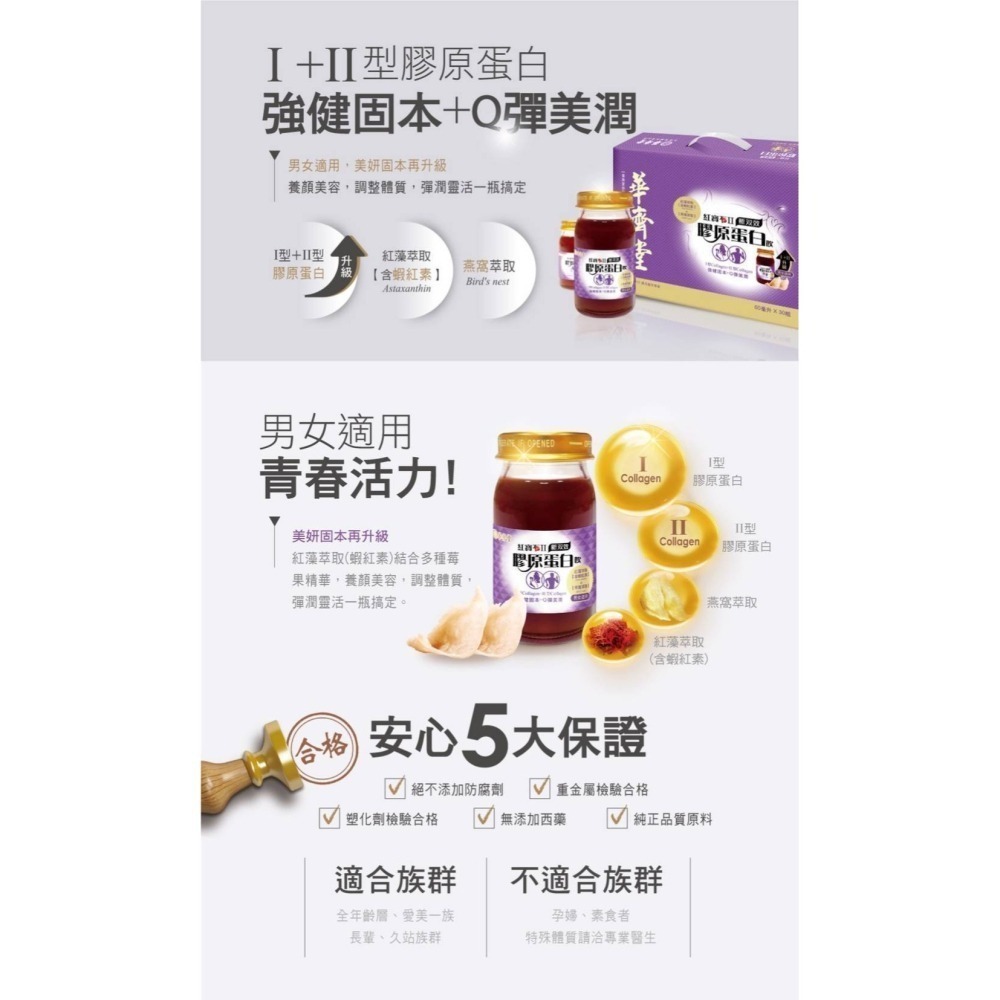 庭庭推薦 百貨專櫃正貨【華齊堂60ML單瓶入】熬滴雞精/雪蛤燕窩/葡萄糖胺飲/膠原蛋白/靈芝飲/珍珠燕窩/葉黃素-細節圖8